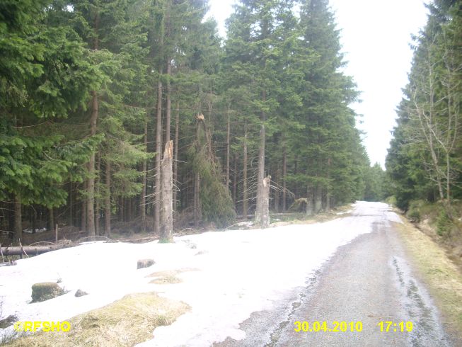 Weg zum Brocken, es liegt noch Schnee