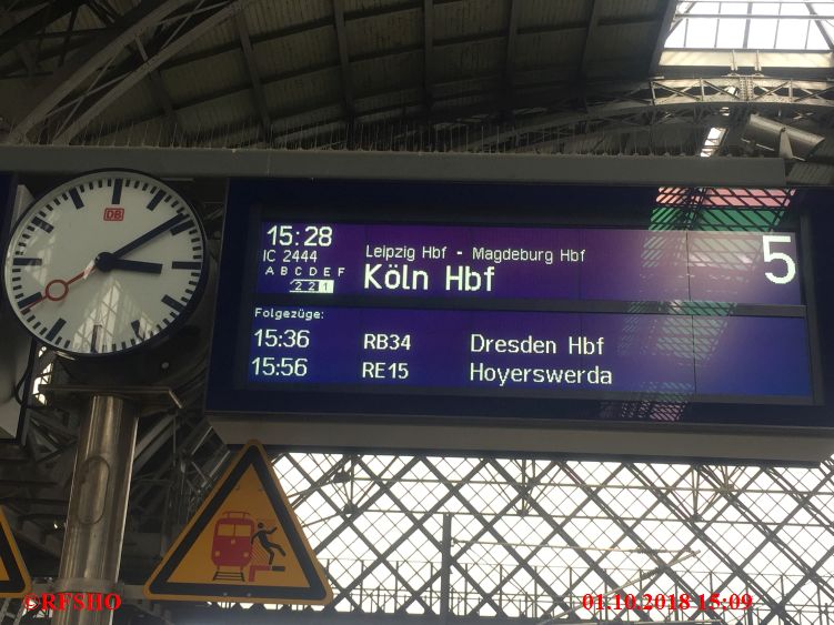 Rückreise mit der Bahn, mit IC 2440 von DD nach BS