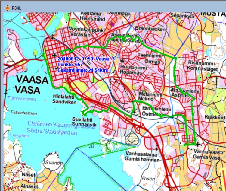 Vaasan Marssi, Marschstrecke 3. Tag 