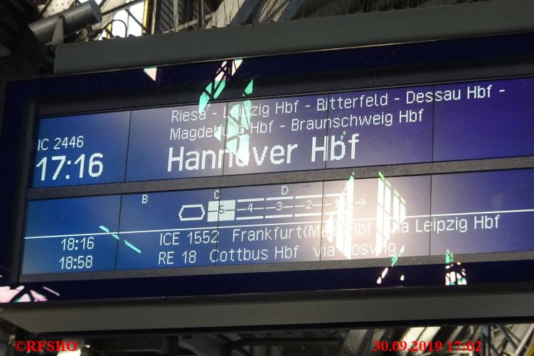 Rückreise mit der Bahn, mit IC 2446 von DD nach BS