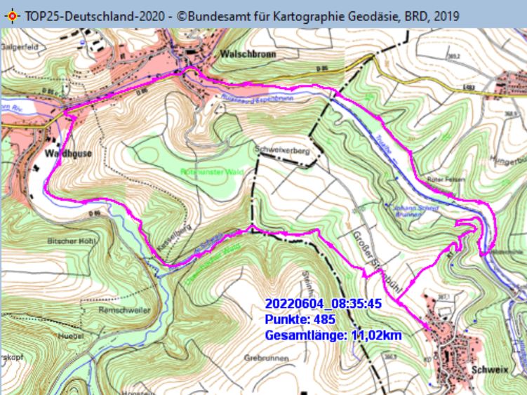 Fw Marsch Schweix, Marschstrecke 11 km