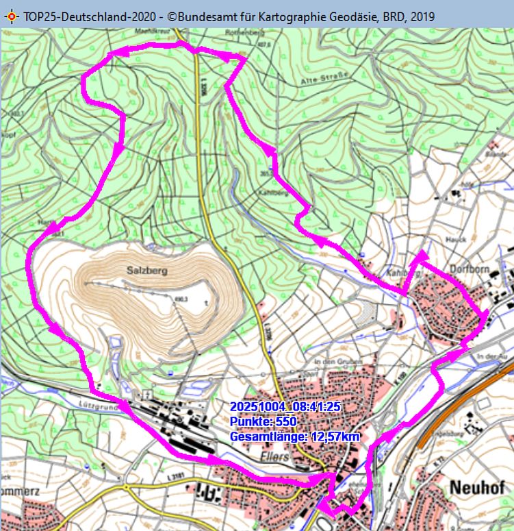 Marschstrecke am 04.10.2025