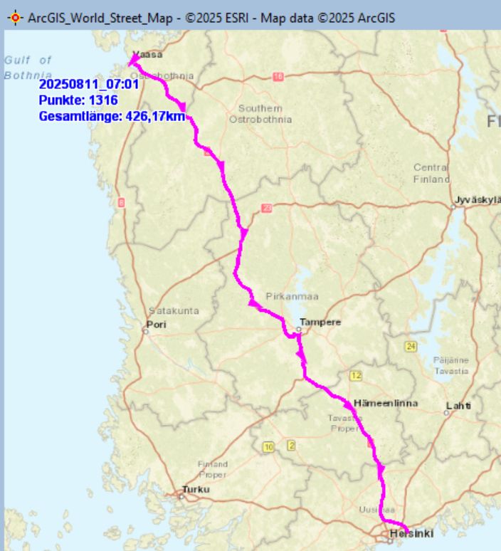 Fahrt von Vaasa nach Helsinki