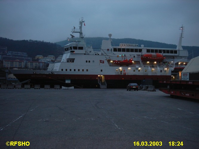 MS Vesterålen Hurtigrutenkai in Bergen