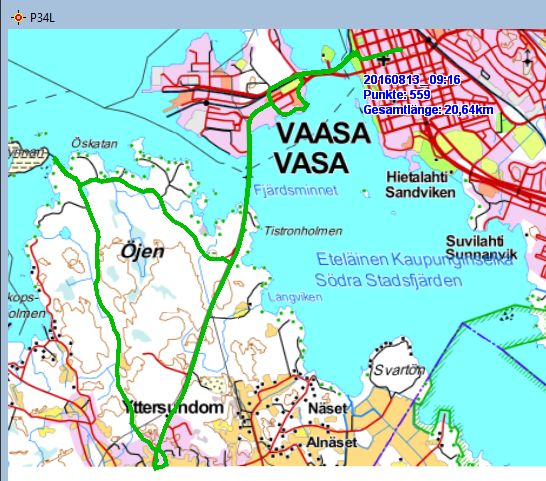 Vaasan Marssi, Marschstrecke 2. Tag 