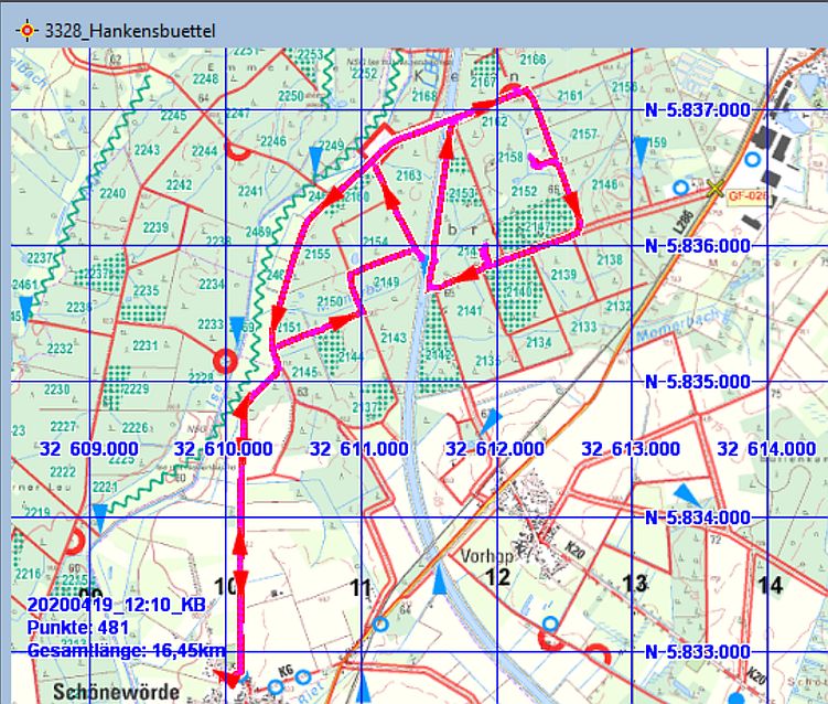 Wanderstrecke am 19.04.2020