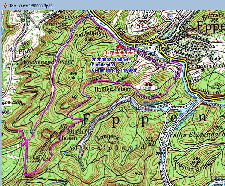 Wanderstrecke am 02.09.2020