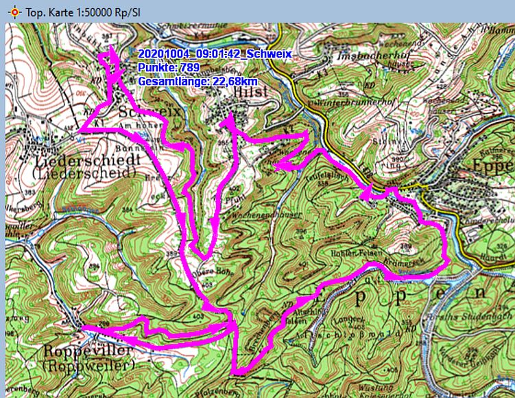 Wanderstrecke am 04.10.2020