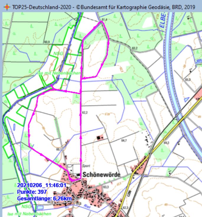 Wanderstrecke am 06.02.2021