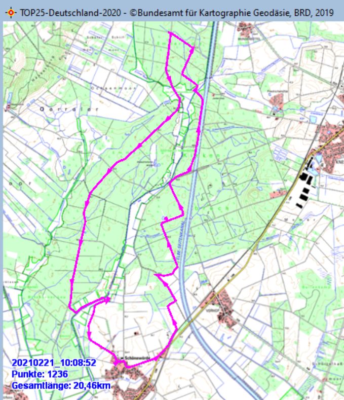 Wanderstrecke am 21.02.2021