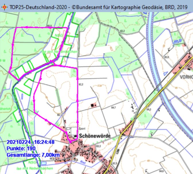 Wanderstrecke am 24.02.2021