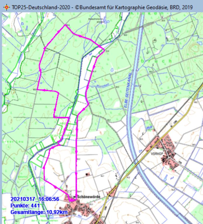 Wanderstrecke am 17.03.2021