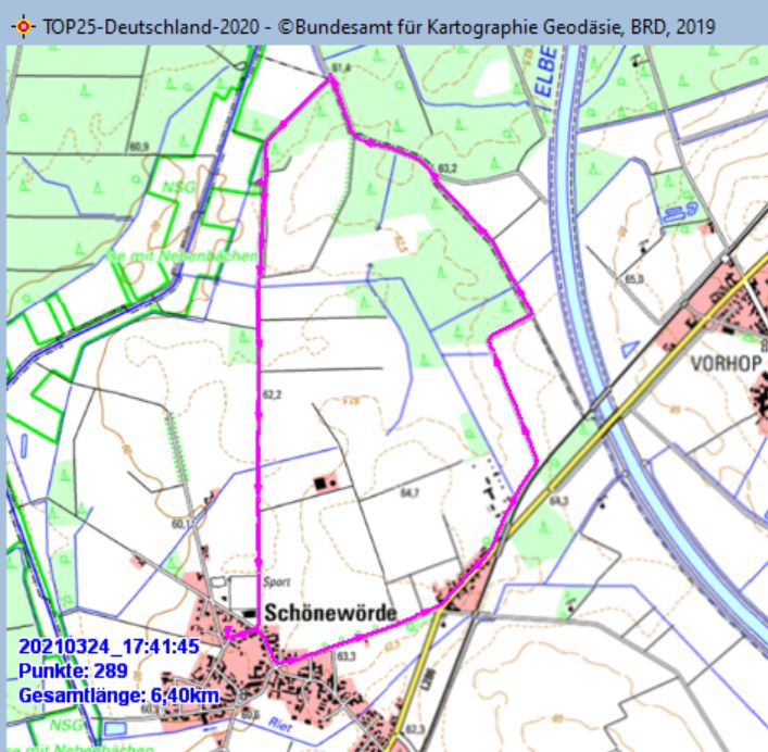 Wanderstrecke am 24.03.2021