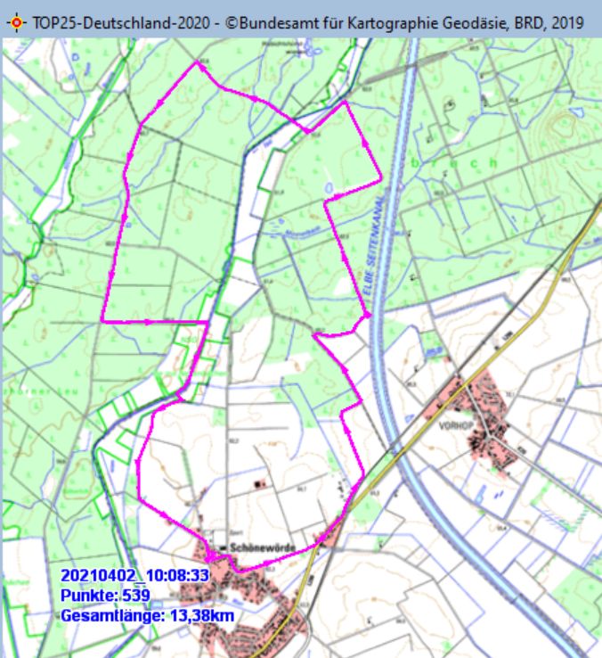 Wanderstrecke am 02.04.2021