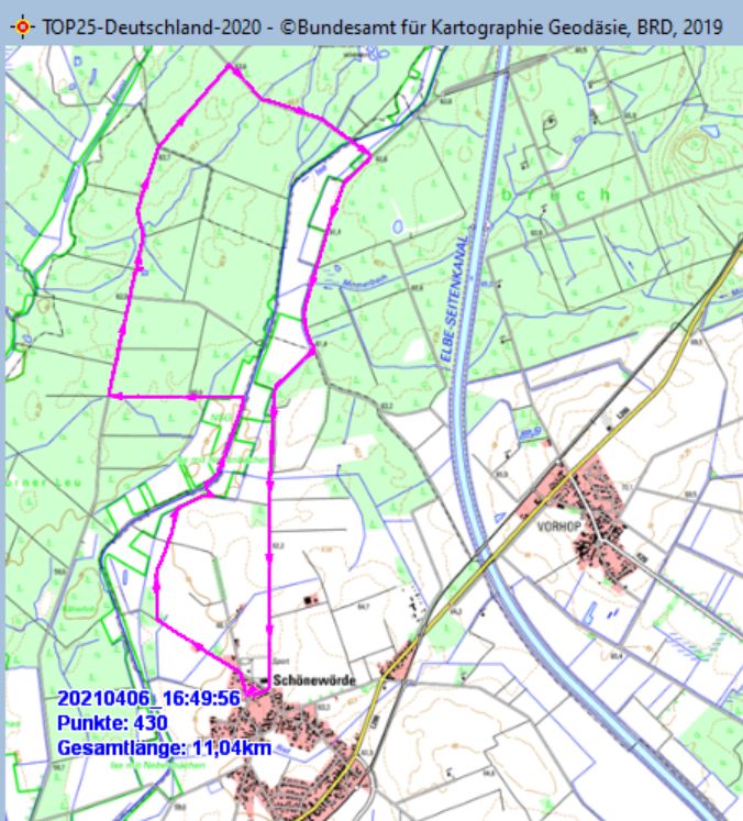 Wanderstrecke am 06.04.2021