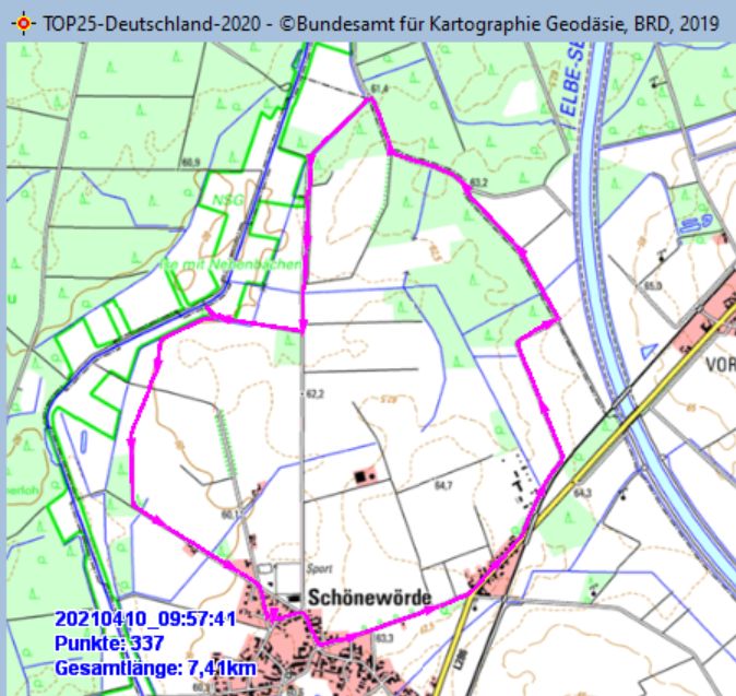 Wanderstrecke am 10.04.2021