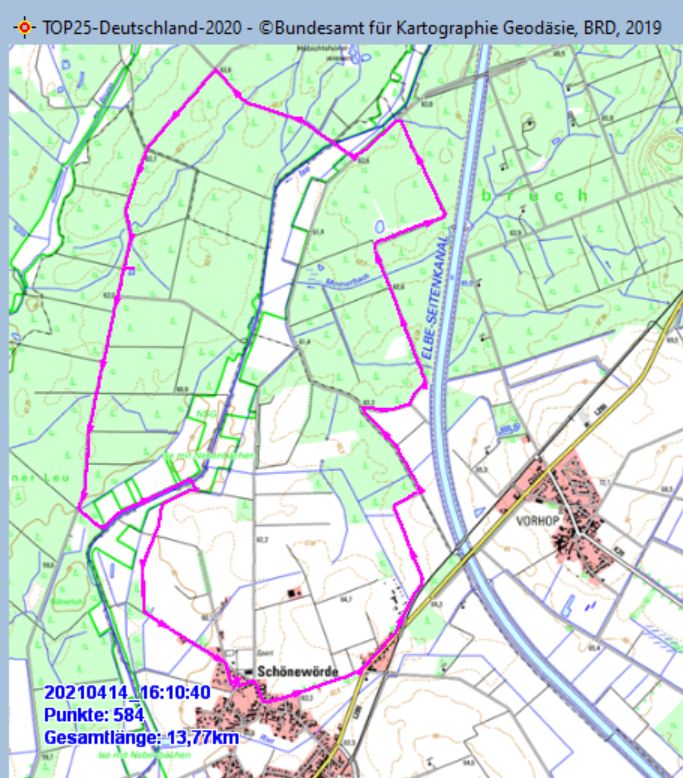 Wanderstrecke am 14.04.2021