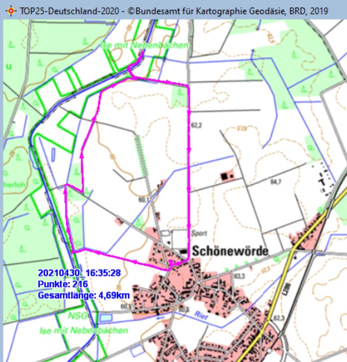 Wanderstrecke am 30.04.2021