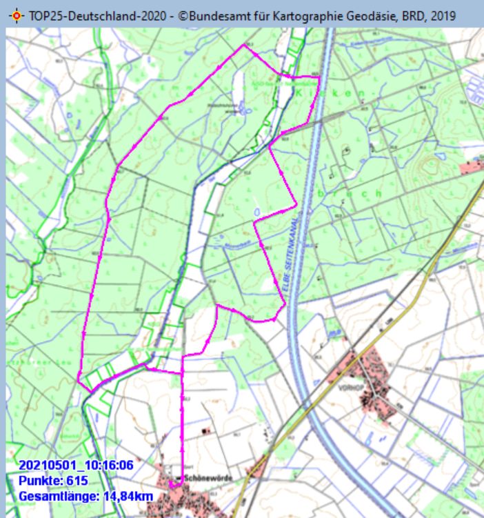 Wanderstrecke am 01.05.2021