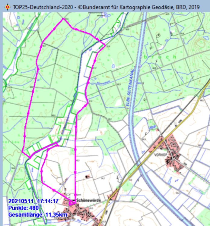 Wanderstrecke am 11.05.2021