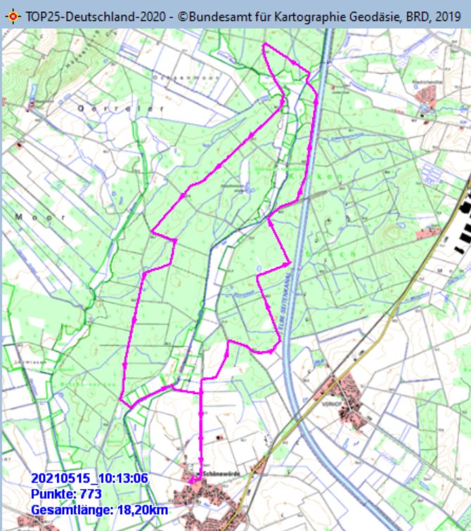 Wanderstrecke am 15.05.2021