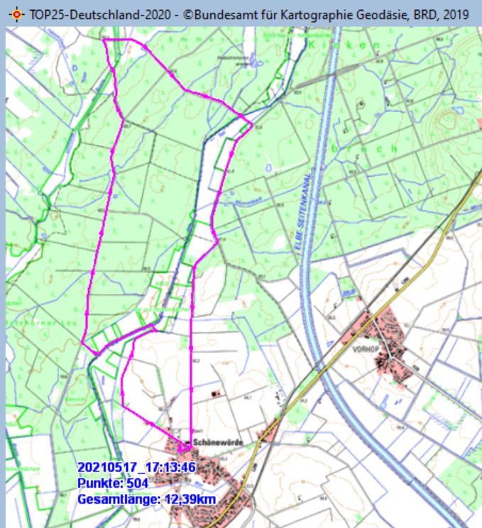 Wanderstrecke am 17.05.2021