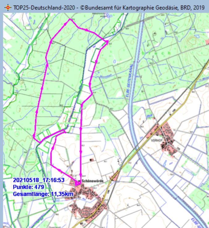 Wanderstrecke am 17.05.2021