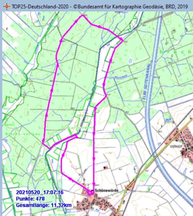 Wanderstrecke am 20.05.2021