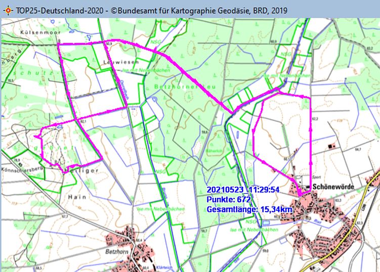 Wanderstrecke am 23.05.2021