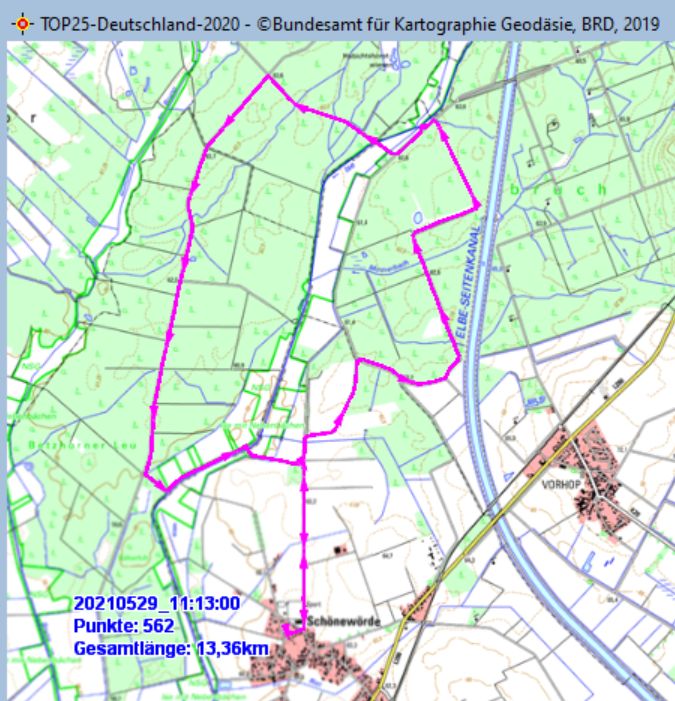 Wanderstrecke am 29.05.2021