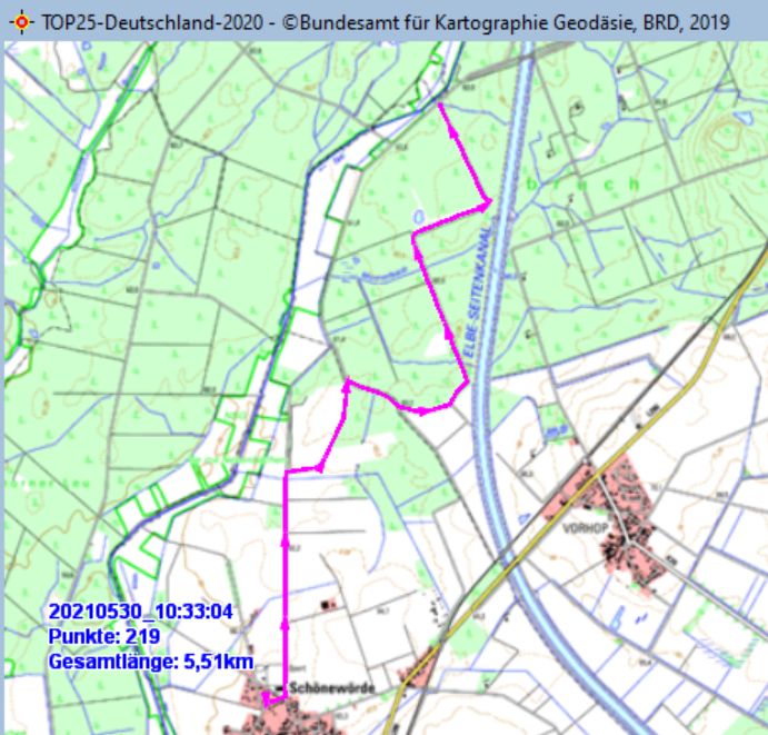 Wanderstrecke am 30.05.2021