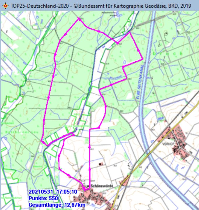 Wanderstrecke am 31.05.2021