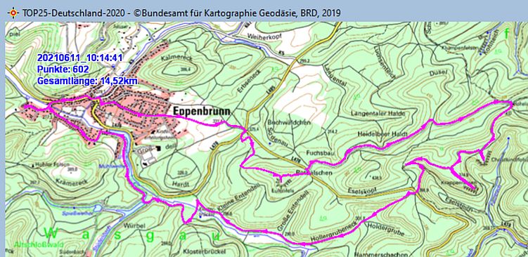 Wanderstrecke am 11.06.2021