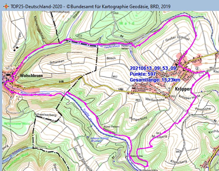 Wanderstrecke am 13.06.2021