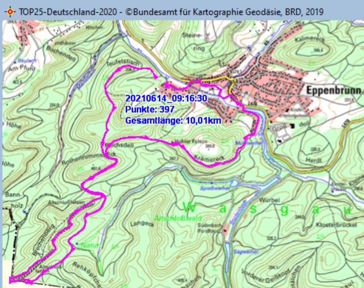 Wanderstrecke am 14.06.2021