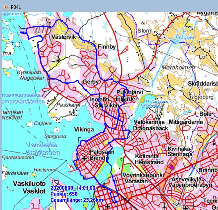 Vaasan Marssi, Marschstrecke 2. Tag 