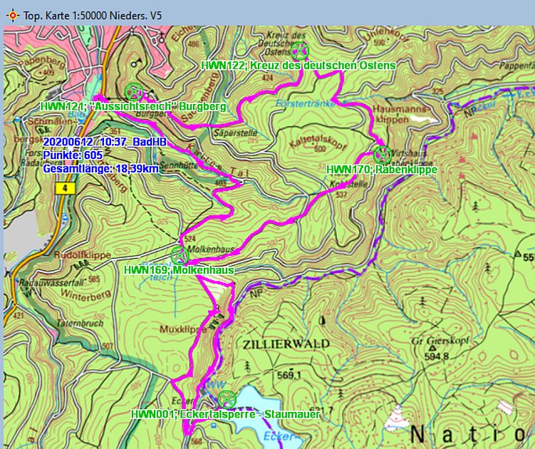 Wanderstrecke am 12.06.2020