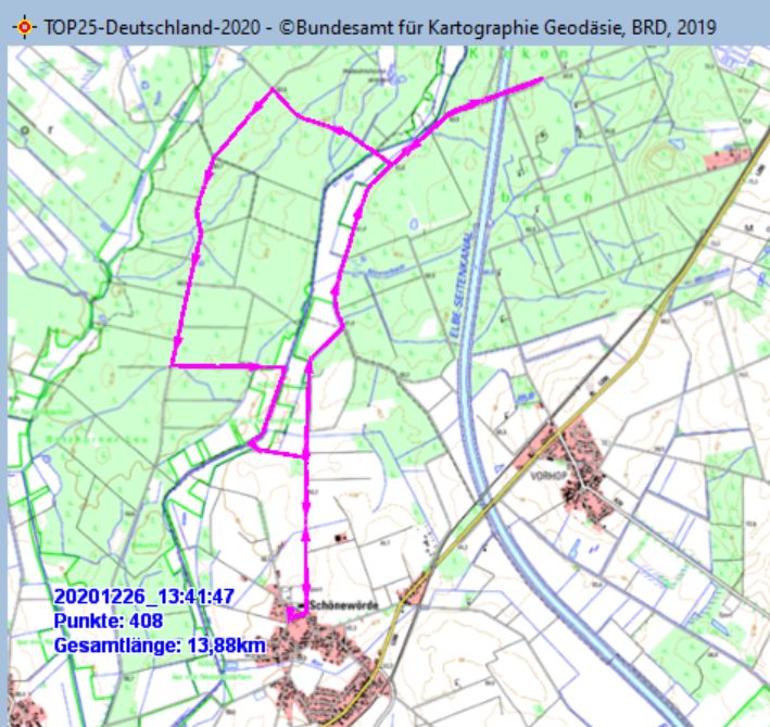 Wanderstrecke am 26.12.2020