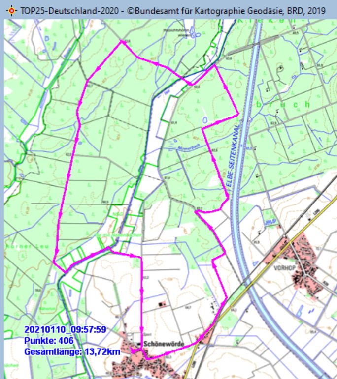 Wanderstrecke am 10.01.2021