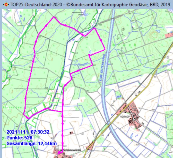 Wanderstrecke am 11.11.2021