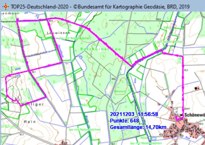 Wanderstrecke am 03.12.2021