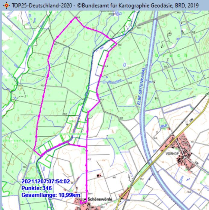 Wanderstrecke am 07.12.2021