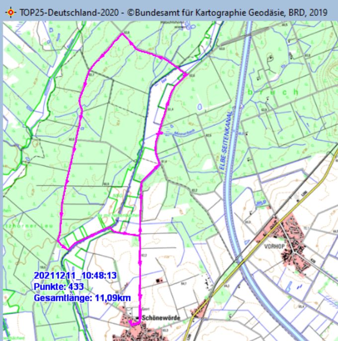 Wanderstrecke am 11.12.2021