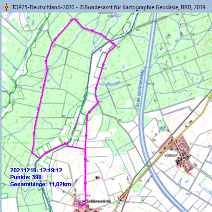 Wanderstrecke am 18.12.2021