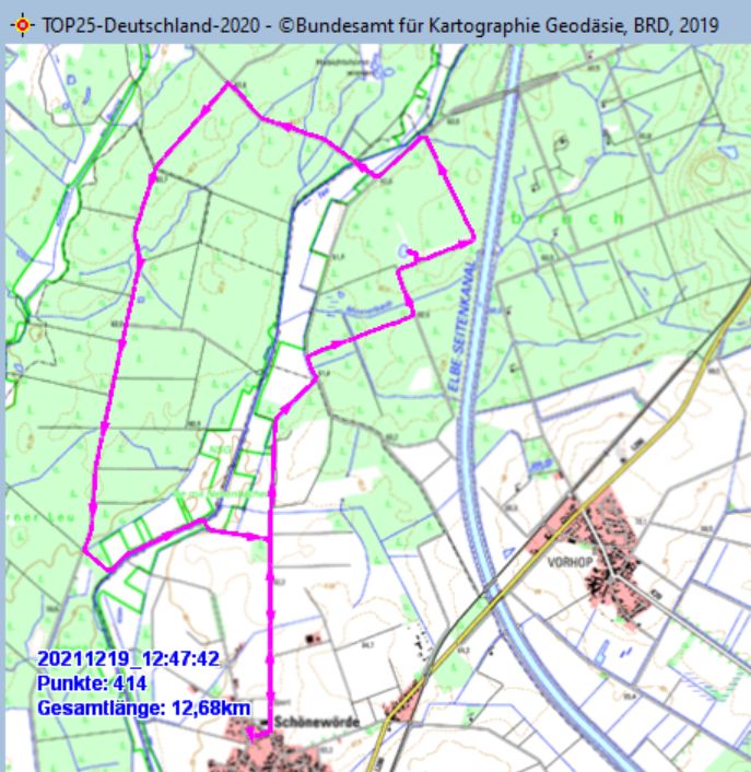 Wanderstrecke am 19.12.2021