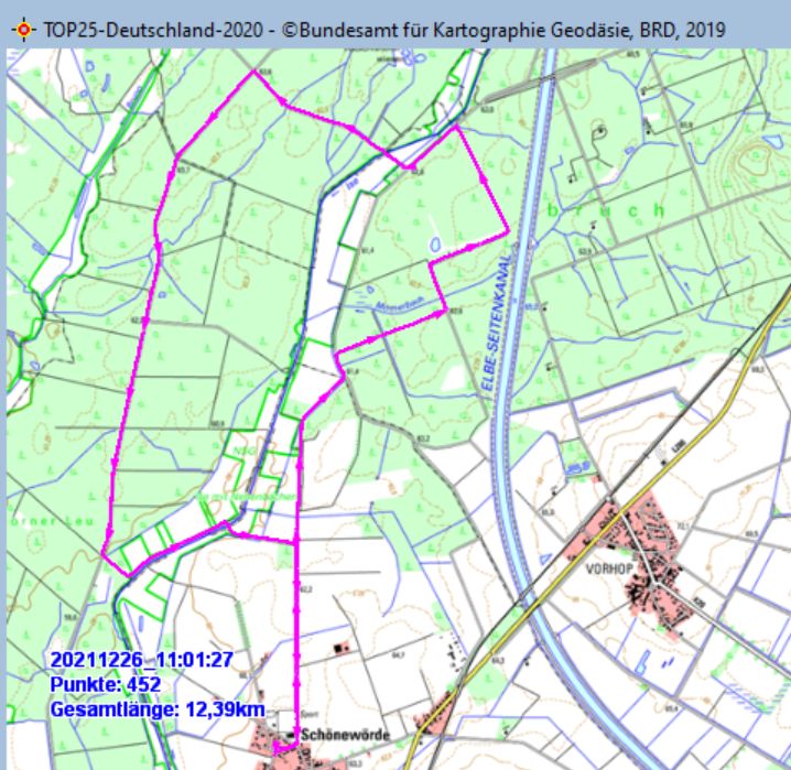 Wanderstrecke am 26.12.2021