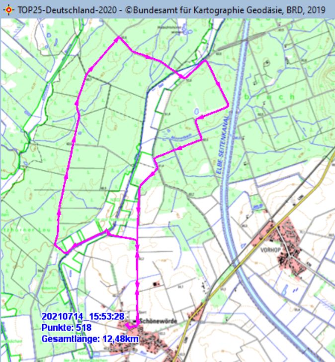 Wanderstrecke am 14.07.2021