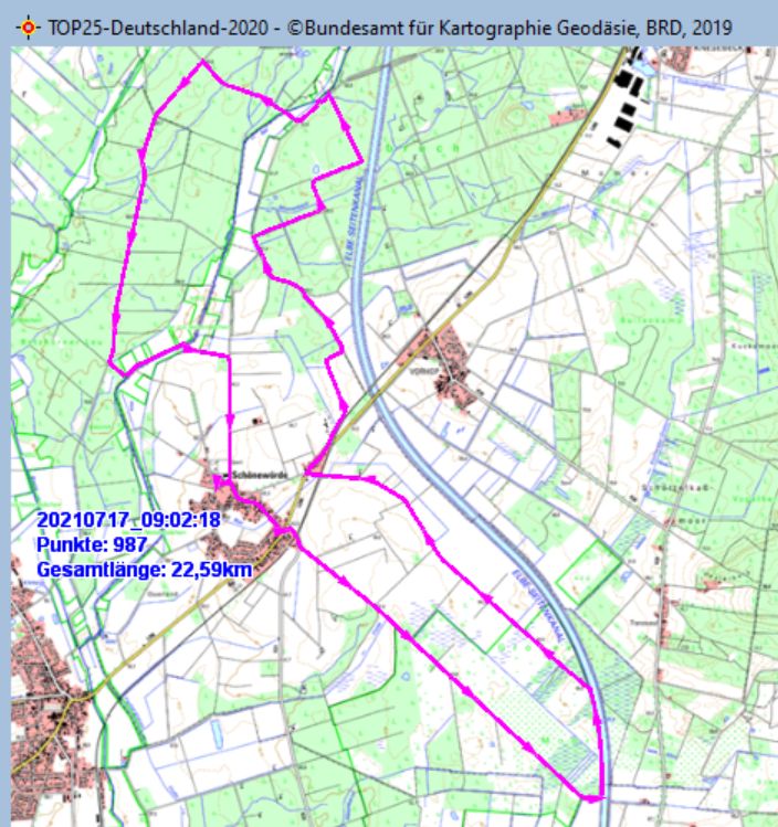 Wanderstrecke am 17.07.2021