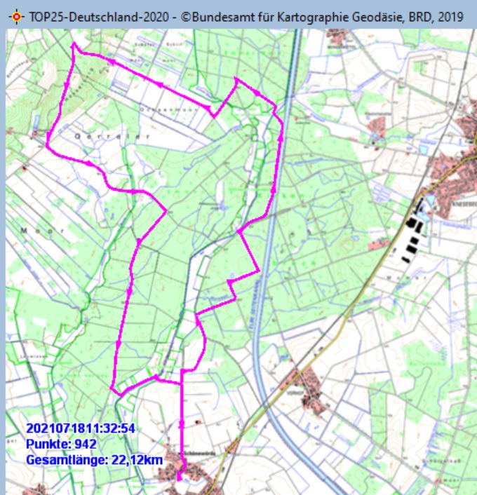 Wanderstrecke am 18.07.2021