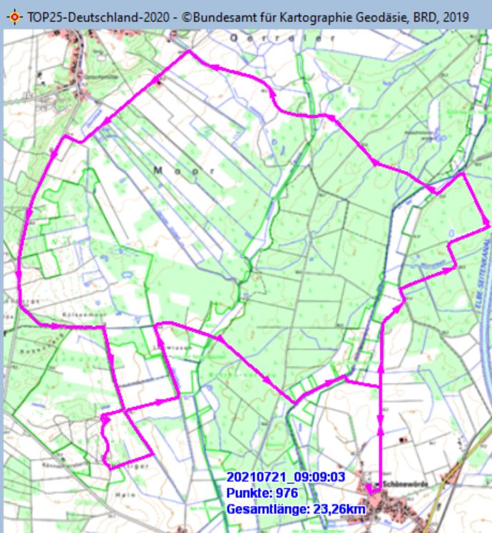 Wanderstrecke am 21.07.2021